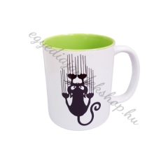 Macskás bögre zöld