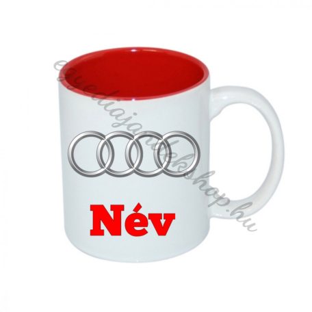 Audi bögre névvel (piros)